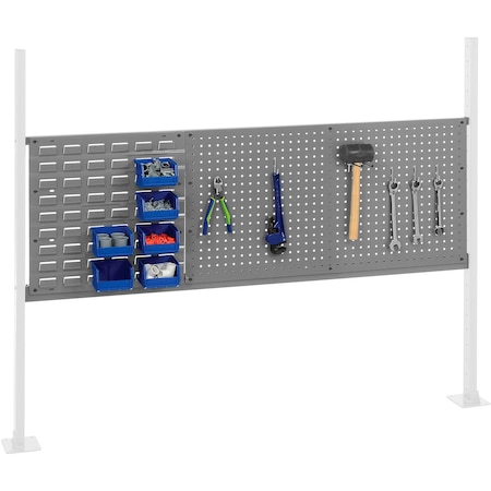 Global Industrial 36in Pegboard & 18in Louver Panel Kit, 60inW, Gray 318867GY